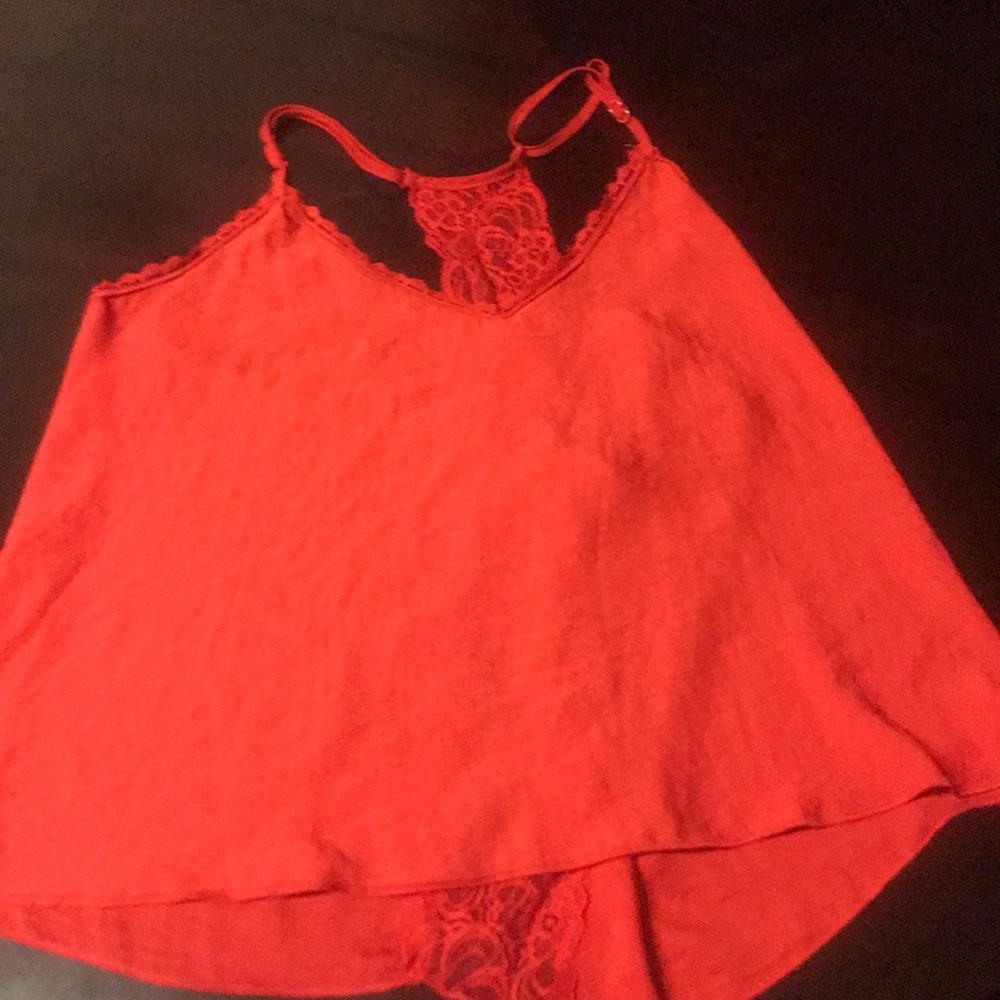 Lace back satin cami.